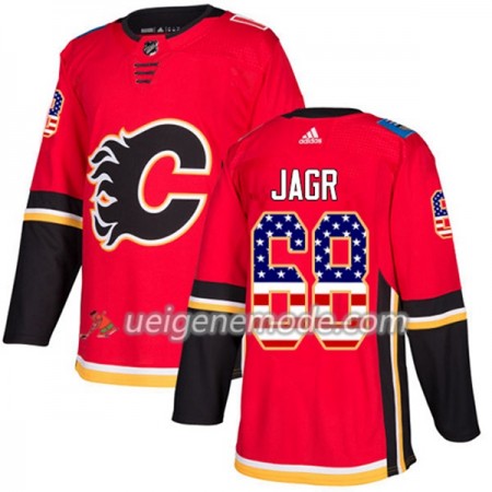 Herren Eishockey Calgary Flames Trikot Jaromir Jagr 68 Adidas 2017-2018 Rot USA Flag Fashion Authentic